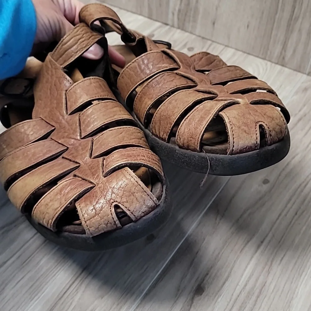 Mephisto Sam Fisherman Sandals Men’s Size 12 / EU 46 Brown Leather Comfort